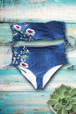 Denim Rose High Waisted Bikini Set